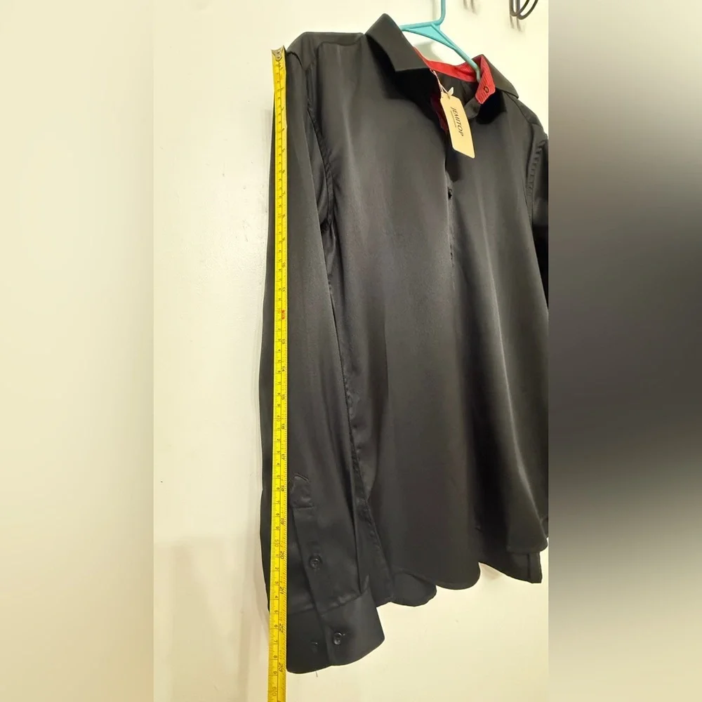 Jemitop Men's Black Shirt Jacket with Red Trim Size M - Picture 7 of 9